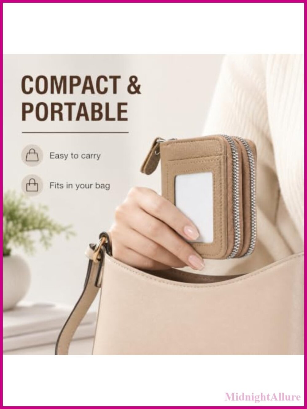 Small RFID Blocking Faux Leather Card Holder Wallet with ID Window - Picture 3 of 5